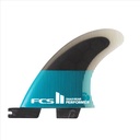 FCS II PERFORMER PC SMALL TEAL/BLACK QUAD REAR RETAIL FINS